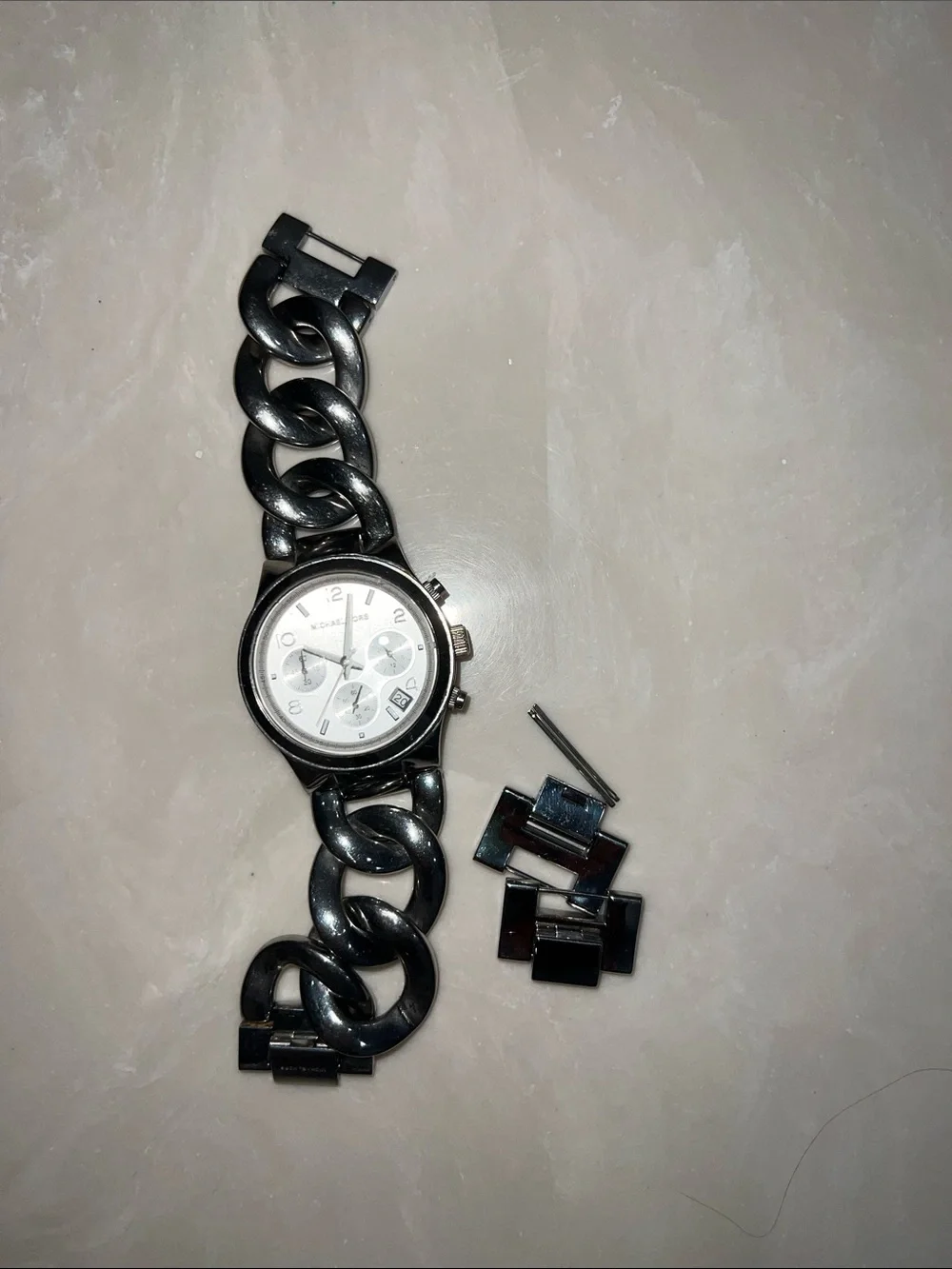 Michael Kors Silver-Tone Chain-Link Chronograph Watch